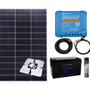 100w Mono Solar Panel Kit With 10A Victron Energy MPPT Smart Charge Controller, Lithium Battery