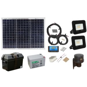 Solar Powered Lighting Kit 10 - Off Grid upto 10 hours a day with 2 lights and Photocell Timer