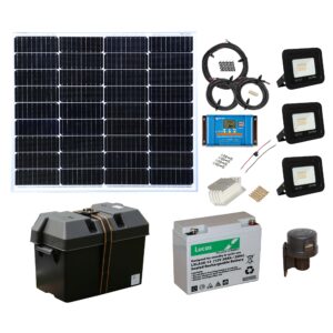 Solar Powered Lighting Kit 11 - Off Grid upto 7 hours a day with 3 lights and Photocell Timer